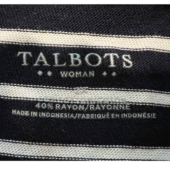 Talbots Nautical Sweater Tunic. Scoop Neck, Striped, 3/4 Sleeve, Navy/White, 2X - Picture 4 of 8